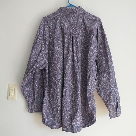 VTG Gitano Button Up Shirt Mens XL Purple Floral Casual Preppy Long Sleev Cotton - Picture 5 of 9